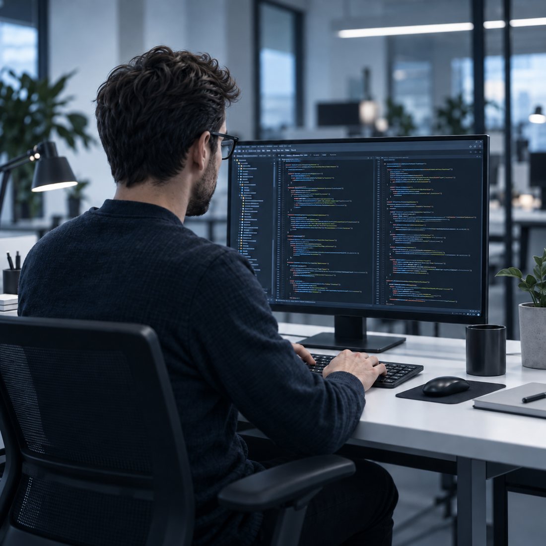 Entwicklung am Bildschirm im Büro